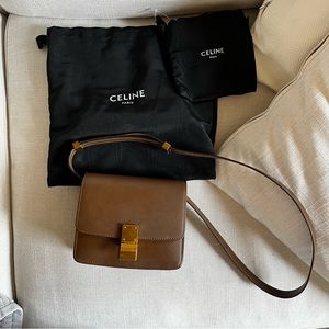 CELINE Box Bag (Small size) in Brown/Tan color